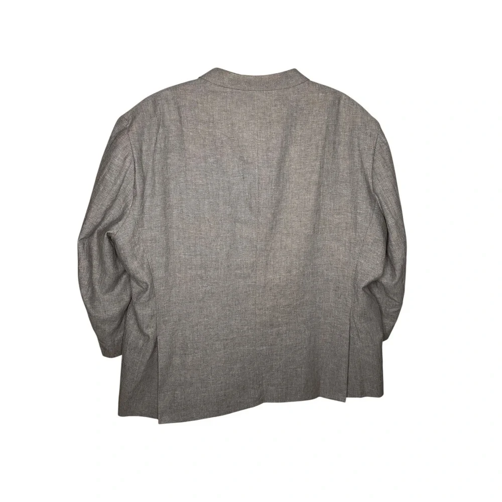 Stafford Signature Mens 58 Big & Tall Grey Herringbone Linen Cotton Sport Coat